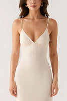 Laden Sie das Bild in den Galerie-Viewer, Elfenbein Etui Spaghettiträger Langes Standesamtkleid