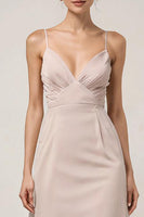 Laden Sie das Bild in den Galerie-Viewer, Hellrosa Etui Spaghettiträger Langes Ballkleid