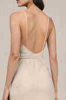 Laden Sie das Bild in den Galerie-Viewer, Elfenbein Etui Spaghettiträger Langes Standesamtkleid mit Schlitz