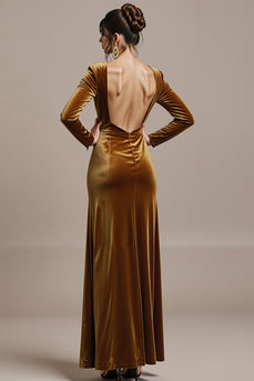 Twilight Etui Samt Langes Abendkleid mit quadratischem Ausschnitt und Schlitz