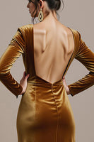 Laden Sie das Bild in den Galerie-Viewer, Twilight Etui Samt Langes Abendkleid mit quadratischem Ausschnitt und Schlitz