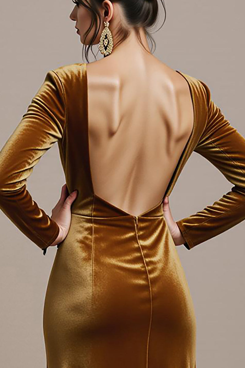 Laden Sie das Bild in den Galerie-Viewer, Twilight Etui Samt Langes Abendkleid mit quadratischem Ausschnitt und Schlitz