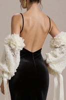 Laden Sie das Bild in den Galerie-Viewer, Schwarzes Spaghettiträger Meerjungfrauen Abendkleid aus Samt