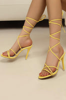 Laden Sie das Bild in den Galerie-Viewer, Golden Gladiator Riemchen Sandalen mit Stiletto-Absatz mit offener Zehenpartie