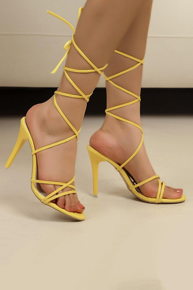 Laden Sie das Bild in den Galerie-Viewer, Golden Gladiator Riemchen Sandalen mit Stiletto-Absatz mit offener Zehenpartie