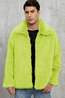 Laden Sie das Bild in den Galerie-Viewer, Schwarzer Flauschiger Kurzer Wintermantel aus Kunstpelz für Herren