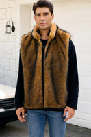 Laden Sie das Bild in den Galerie-Viewer, Hellgraue Winterweste aus Kunstpelz für Herren