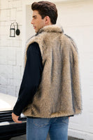 Laden Sie das Bild in den Galerie-Viewer, Hellgraue Winterweste aus Kunstpelz für Herren