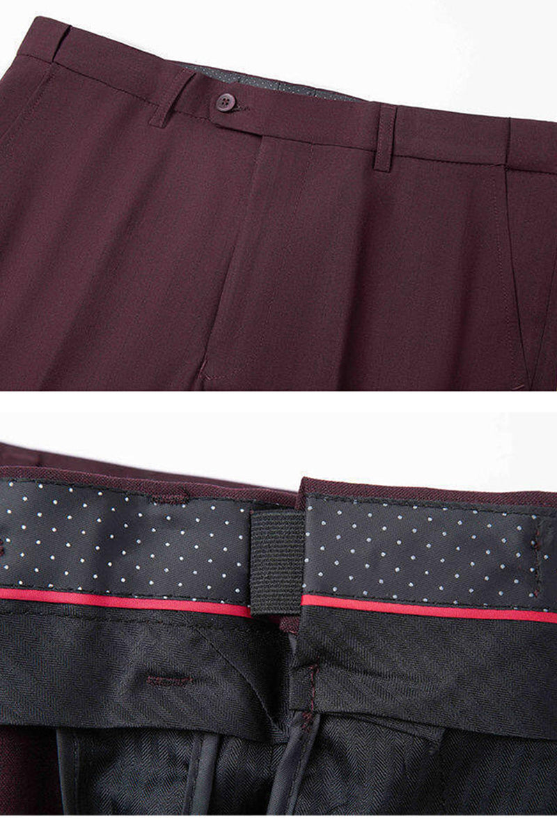 Laden Sie das Bild in den Galerie-Viewer, Dunkelrotes 2-teilige Herrenanzüge mit gekerbtem Revers