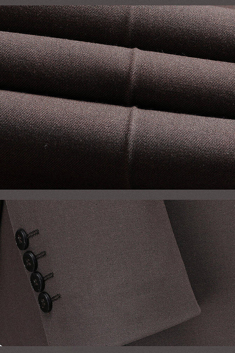 Laden Sie das Bild in den Galerie-Viewer, Kaffee Singel-Anzug mit gekerbtem Revers und Slim-Fit-Anzug mit Brüsten