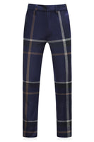 Laden Sie das Bild in den Galerie-Viewer, Dunkelblauer Karierter 3-teiliger Herrenanzüge mit gekerbtem Revers