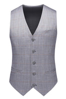 Laden Sie das Bild in den Galerie-Viewer, Graue 3-teilige Einreihige Herrenanzüge mit gekerbtem Revers