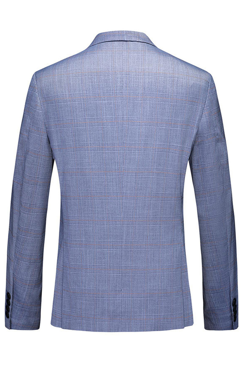 Laden Sie das Bild in den Galerie-Viewer, Blau Gekerbtes Revers 3 Stück Formelle Herrenanzüge