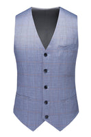 Laden Sie das Bild in den Galerie-Viewer, Blau Gekerbtes Revers 3 Stück Formelle Herrenanzüge