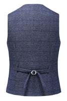 Laden Sie das Bild in den Galerie-Viewer, Dunkelblau Karierte 3-teilige Ballanzüge mit gekerbtem Revers für Herren