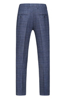 Laden Sie das Bild in den Galerie-Viewer, Dunkelblau Karierte 3-teilige Ballanzüge mit gekerbtem Revers für Herren