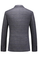 Laden Sie das Bild in den Galerie-Viewer, Dunkelblau Karierte 3-teilige Ballanzüge mit gekerbtem Revers für Herren