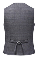 Laden Sie das Bild in den Galerie-Viewer, Dunkelblau Karierte 3-teilige Ballanzüge mit gekerbtem Revers für Herren