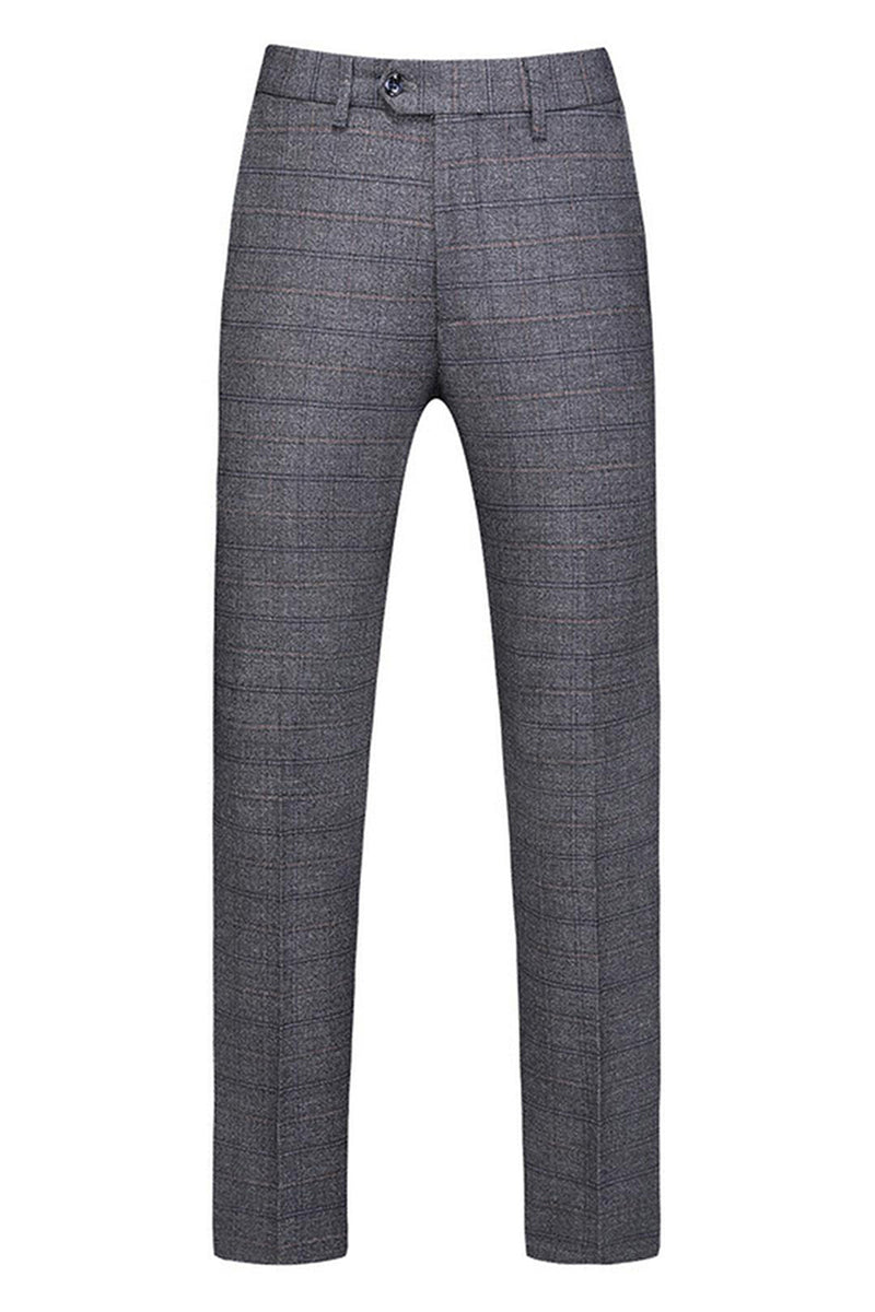 Laden Sie das Bild in den Galerie-Viewer, Dunkelblau Karierte 3-teilige Ballanzüge mit gekerbtem Revers für Herren