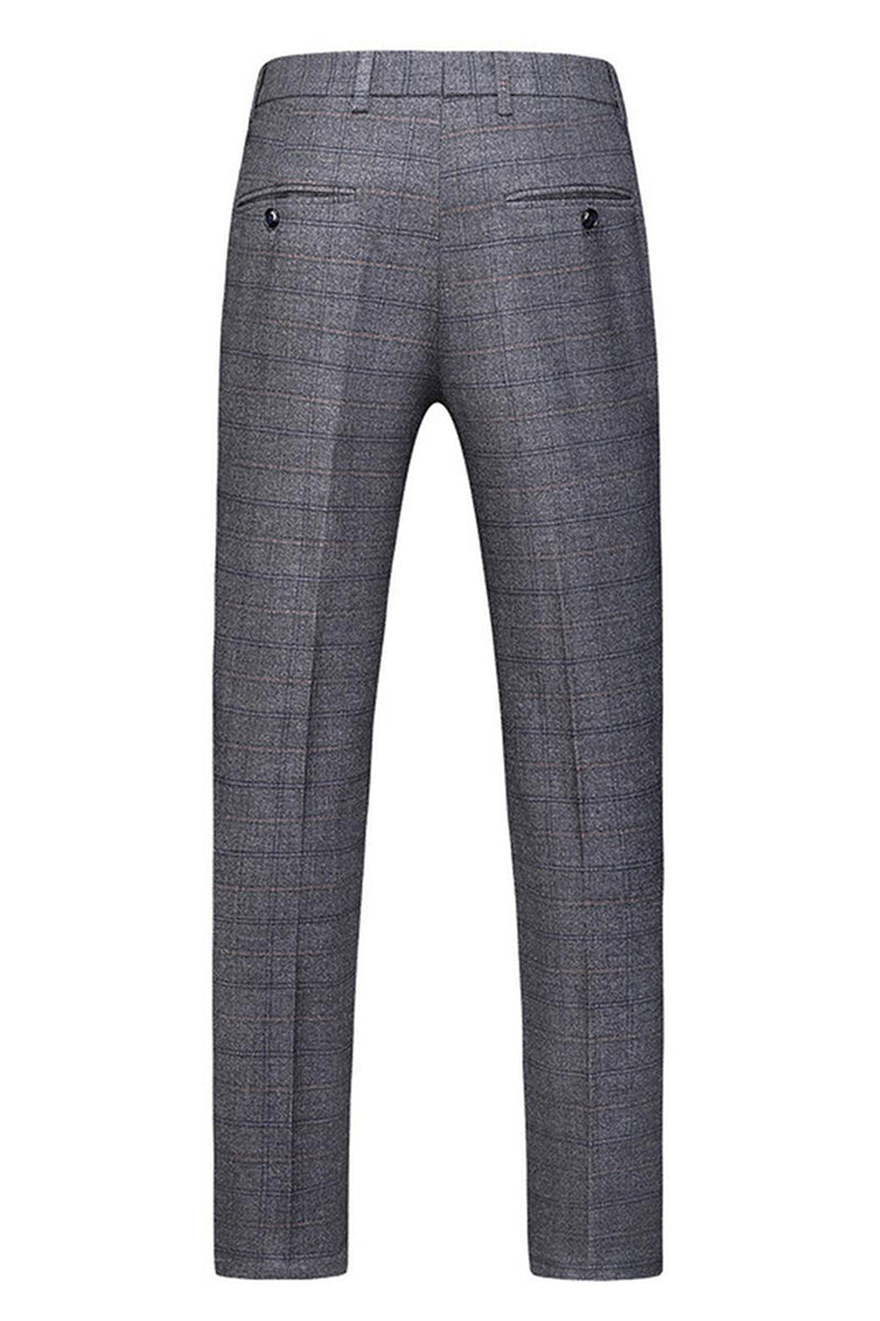 Laden Sie das Bild in den Galerie-Viewer, Dunkelblau Karierte 3-teilige Ballanzüge mit gekerbtem Revers für Herren