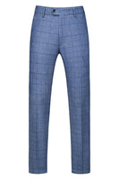 Laden Sie das Bild in den Galerie-Viewer, Dunkelblau Karierte 3-teilige Ballanzüge mit gekerbtem Revers für Herren