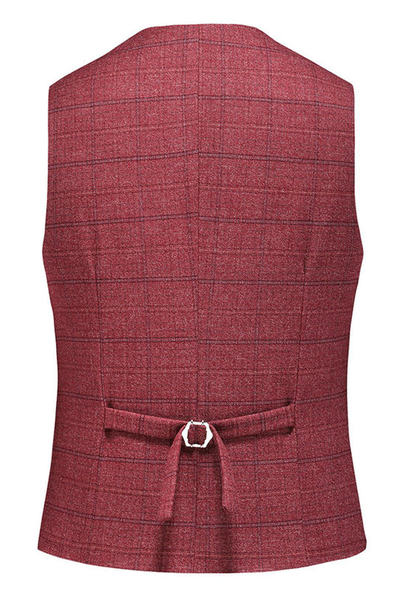 Laden Sie das Bild in den Galerie-Viewer, Dunkelblau Karierte 3-teilige Ballanzüge mit gekerbtem Revers für Herren