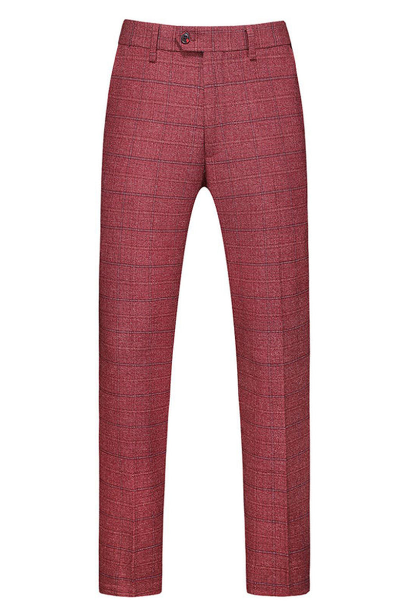 Laden Sie das Bild in den Galerie-Viewer, Dunkelblau Karierte 3-teilige Ballanzüge mit gekerbtem Revers für Herren