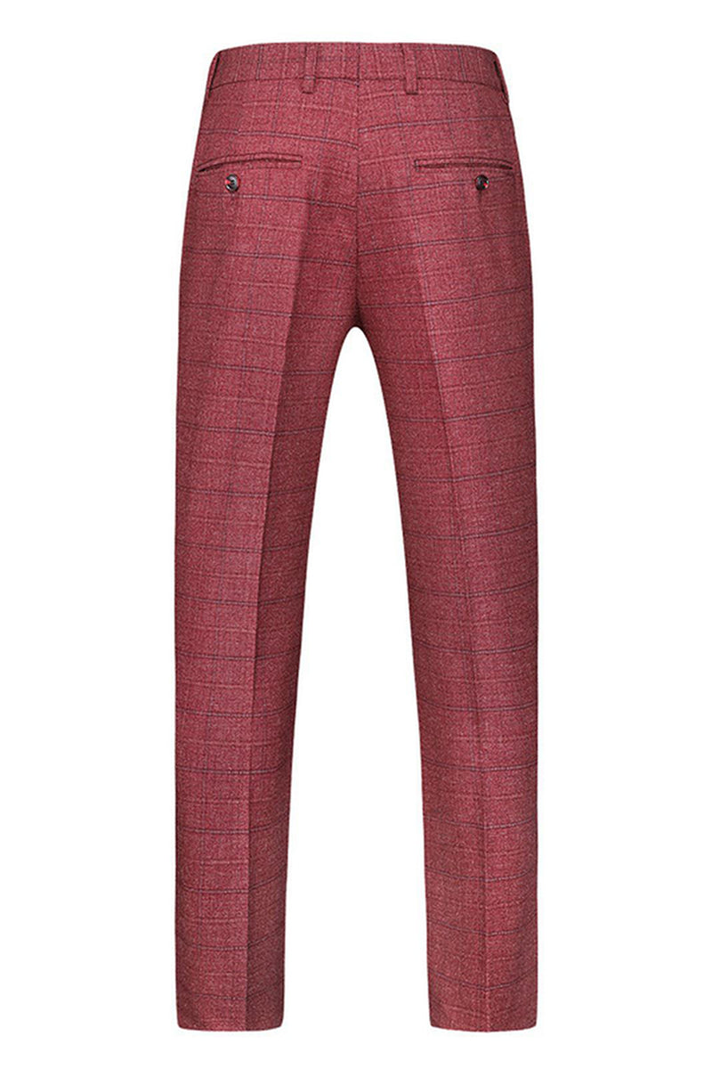 Laden Sie das Bild in den Galerie-Viewer, Dunkelblau Karierte 3-teilige Ballanzüge mit gekerbtem Revers für Herren