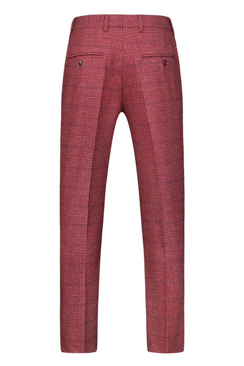 Laden Sie das Bild in den Galerie-Viewer, Dunkelblau Karierte 3-teilige Ballanzüge mit gekerbtem Revers für Herren