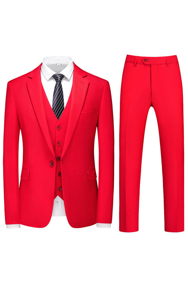 Laden Sie das Bild in den Galerie-Viewer, Herren Violette Einreihige 3-teilige Ballanzüge mit gekerbtem Revers