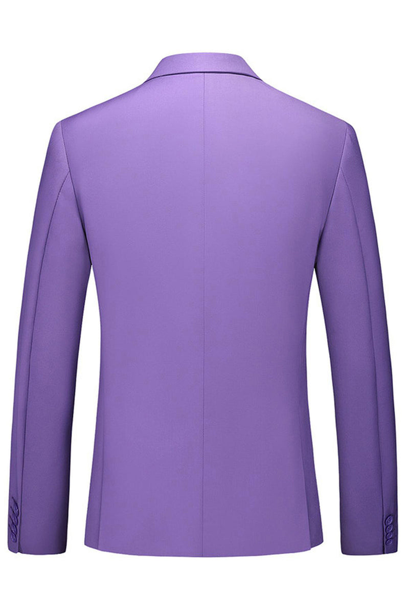 Laden Sie das Bild in den Galerie-Viewer, Herren Violette Einreihige 3-teilige Ballanzüge mit gekerbtem Revers