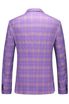 Herren Violett Gestreifte 3-teilige Ballanzüge mit gekerbtem Revers