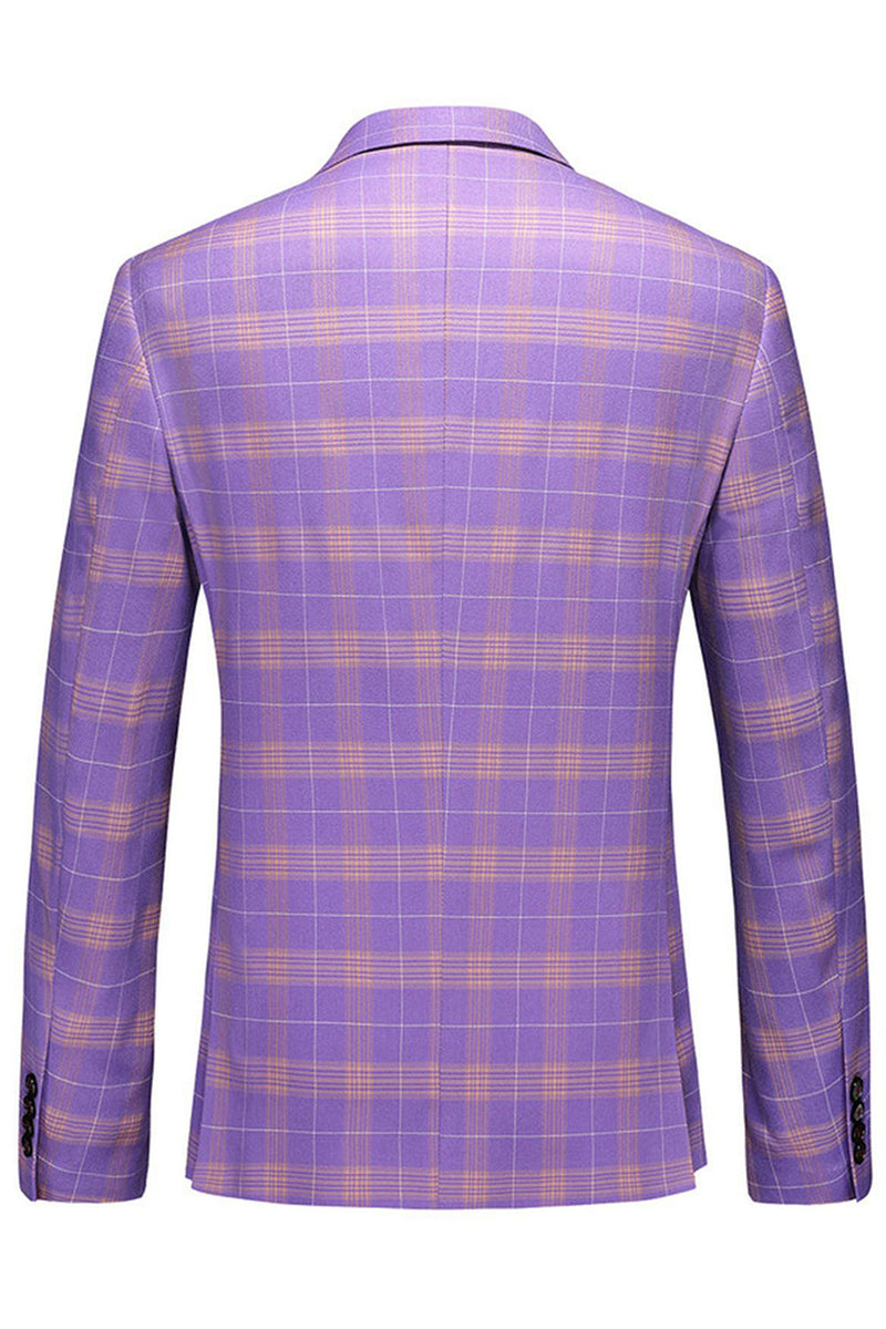 Laden Sie das Bild in den Galerie-Viewer, Herren Violett Gestreifte 3-teilige Ballanzüge mit gekerbtem Revers