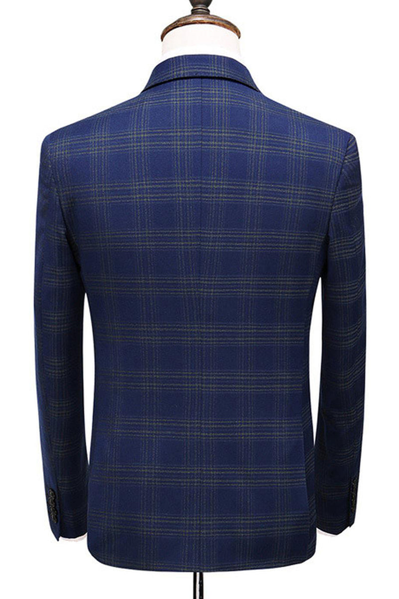 Laden Sie das Bild in den Galerie-Viewer, Herren Blau Gestreifte 3-teilige Ballanzüge mit spitzem Revers