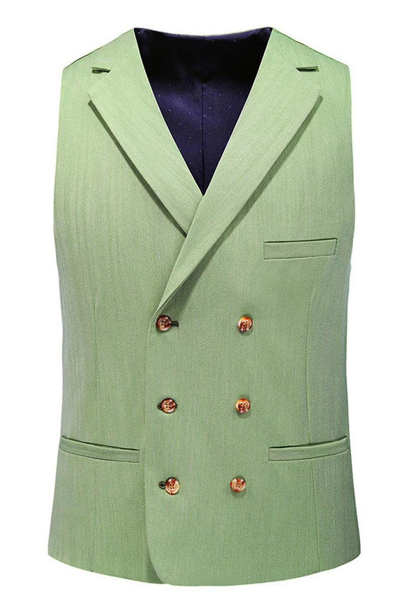 Laden Sie das Bild in den Galerie-Viewer, Hellgrünes Gekerbtes Revers 3-teilige Formelle Herrenanzüge