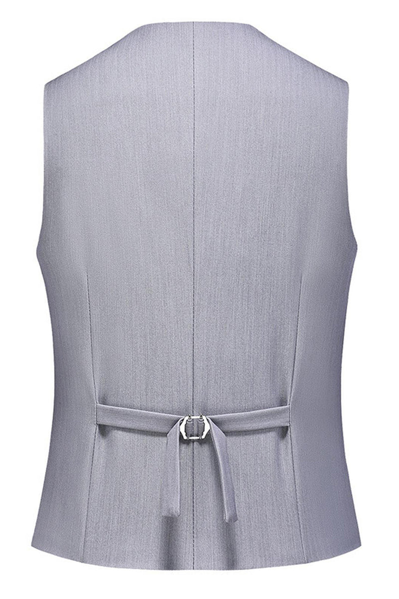 Laden Sie das Bild in den Galerie-Viewer, Hellgraue 3-teilige Herrenanzüge mit gekerbtem Revers