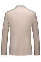 Laden Sie das Bild in den Galerie-Viewer, Khaki Gestreifte 3-teilige Herrenanzüge mit gekerbtem Revers