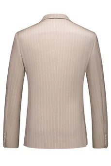 Khaki Gestreifte 3-teilige Herrenanzüge mit gekerbtem Revers