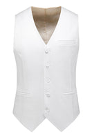 Laden Sie das Bild in den Galerie-Viewer, Weiß 3 Stück Schal Revers Herren Hochzeitsanzüge