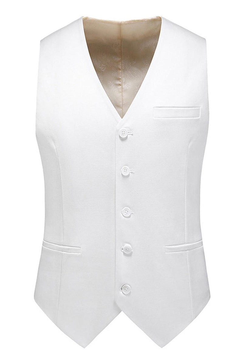 Laden Sie das Bild in den Galerie-Viewer, Weiß 3 Stück Schal Revers Herren Hochzeitsanzüge