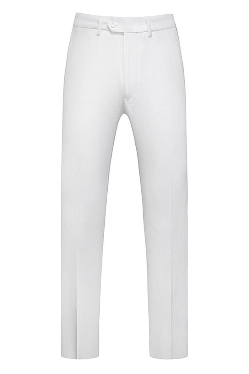 Laden Sie das Bild in den Galerie-Viewer, Weiß 3 Stück Schal Revers Herren Hochzeitsanzüge