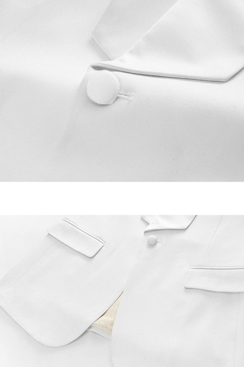 Laden Sie das Bild in den Galerie-Viewer, Weiß 3 Stück Schal Revers Herren Hochzeitsanzüge