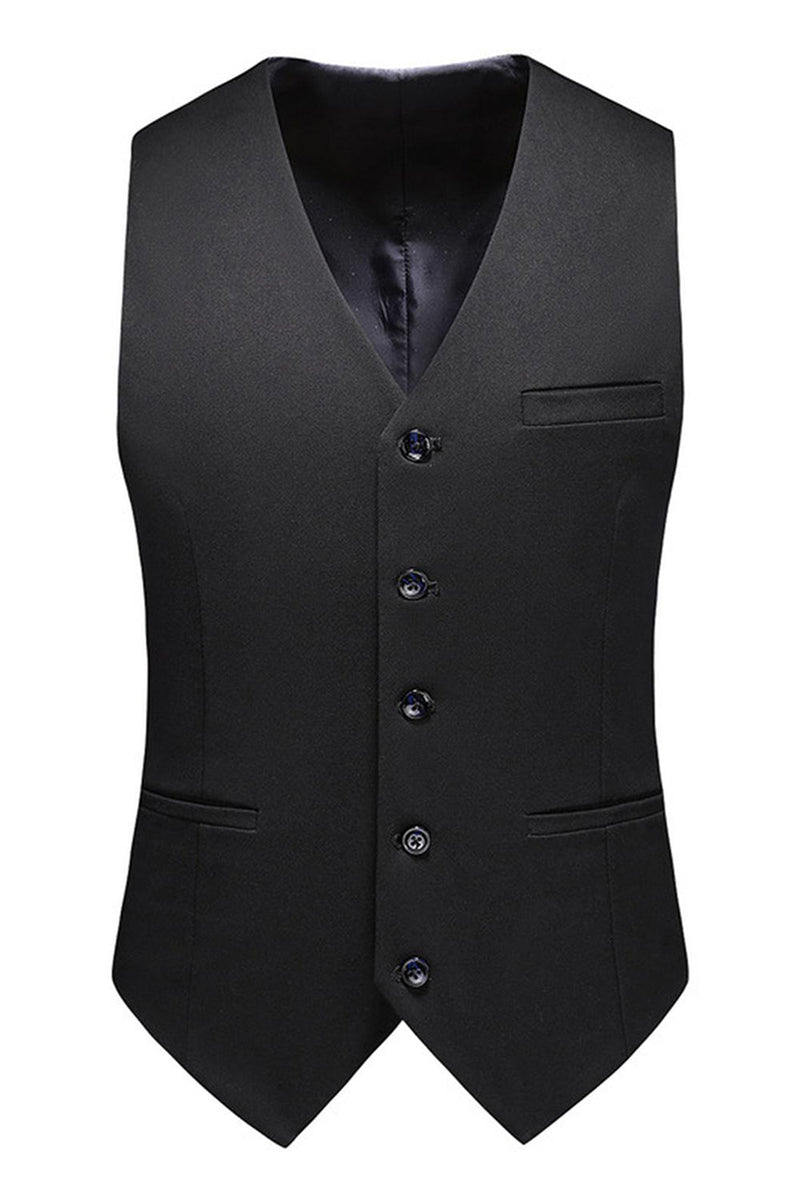 Laden Sie das Bild in den Galerie-Viewer, Schwarze Spitzrevers 3 Stück Satin Herren Ballanzüge