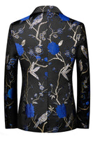 Laden Sie das Bild in den Galerie-Viewer, Blau und Schwarz Jacquard mit gekerbtem Revers 2-teilige Herren Ballanzüge