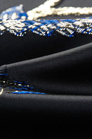 Laden Sie das Bild in den Galerie-Viewer, Blau und Schwarz Jacquard mit gekerbtem Revers 2-teilige Herren Ballanzüge