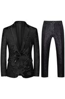 Laden Sie das Bild in den Galerie-Viewer, Einreihiger Jacquard mit gekerbtem Revers 2-teilige Lila Herren Ballanzüge