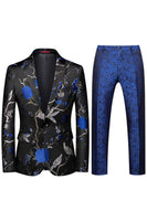 Laden Sie das Bild in den Galerie-Viewer, Einreihiger Jacquard mit gekerbtem Revers 2-teilige Lila Herren Ballanzüge