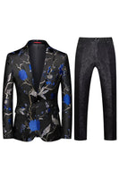 Laden Sie das Bild in den Galerie-Viewer, Einreihiger Jacquard mit gekerbtem Revers 2-teilige Lila Herren Ballanzüge