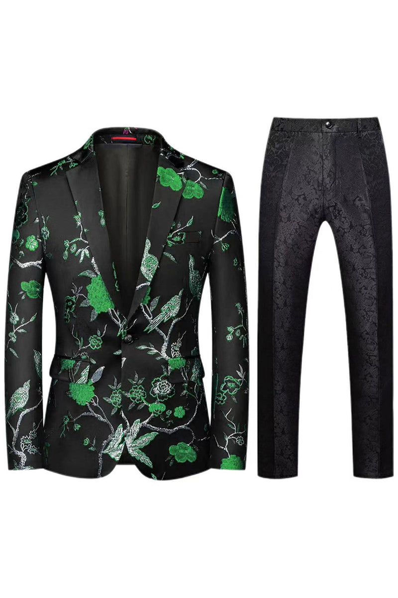 Laden Sie das Bild in den Galerie-Viewer, Einreihiger Jacquard mit gekerbtem Revers 2-teilige Lila Herren Ballanzüge