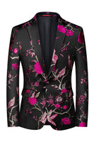 Laden Sie das Bild in den Galerie-Viewer, Einreihiger Jacquard mit gekerbtem Revers 2-teilige Lila Herren Ballanzüge